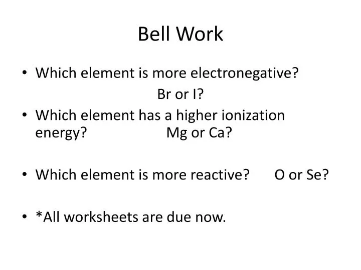 PPT Bell Work PowerPoint Presentation, free download ID2592974