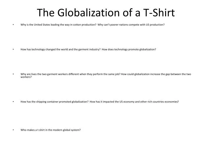 the globalization of a t shirt n.