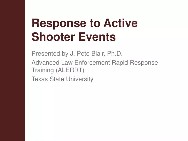 Ppt Response To Active Shooter Events Powerpoint Presentation