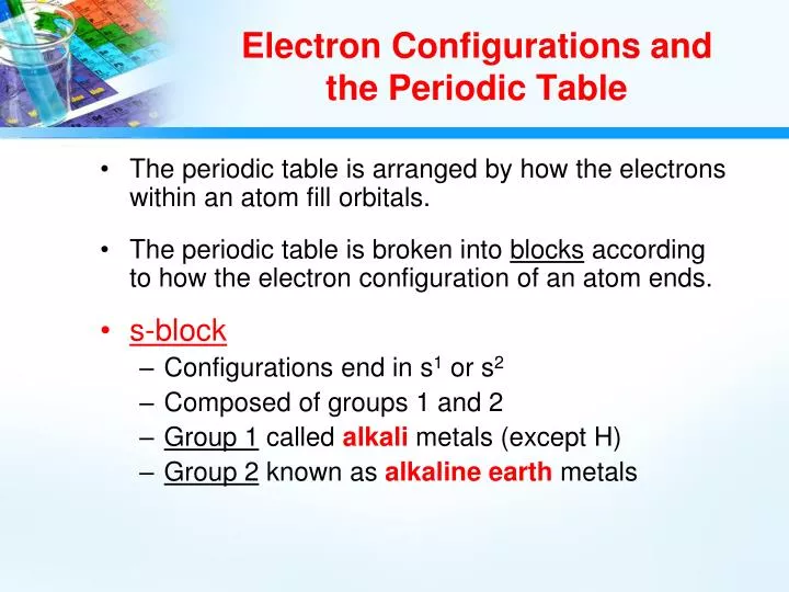 electron configurations and the periodic table n.
