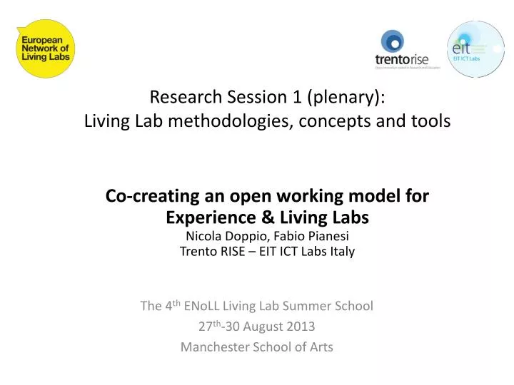 PPT - Research Session 1 (plenary): Living Lab methodologies, concepts ...