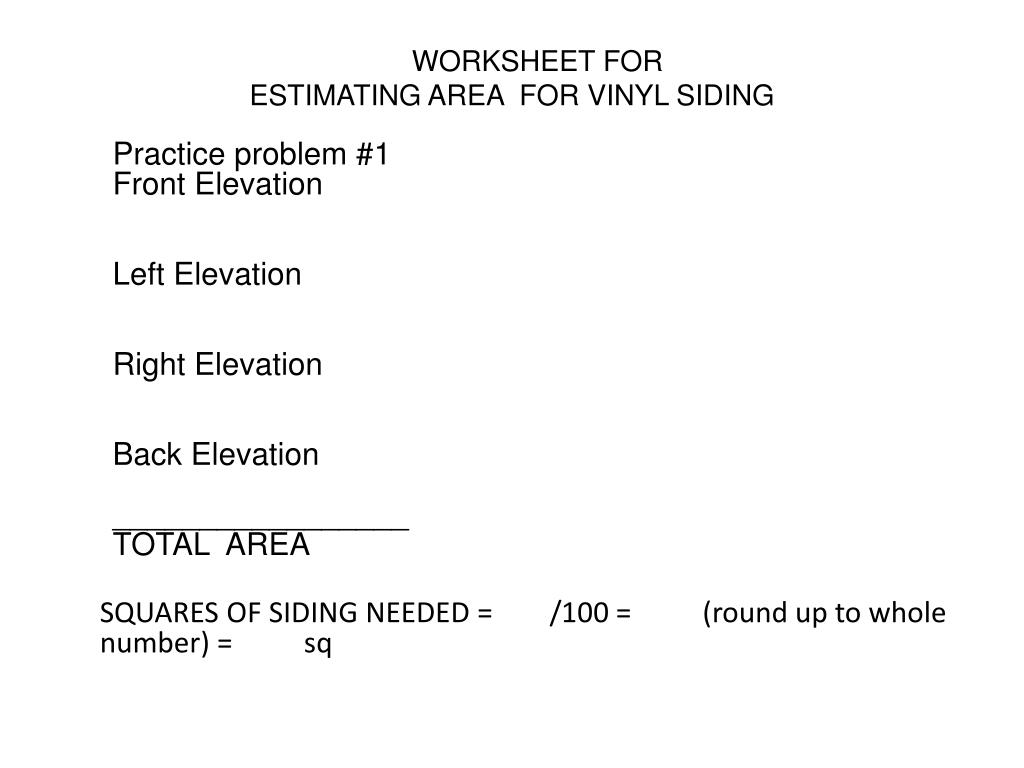 PPT Estimate Area f or Vinyl Siding PowerPoint Presentation, free