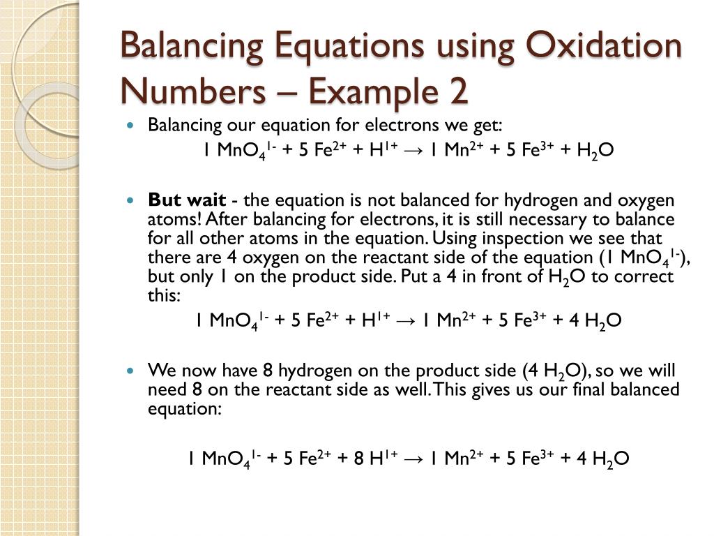 balancing chemical equation by oxidation method calculator