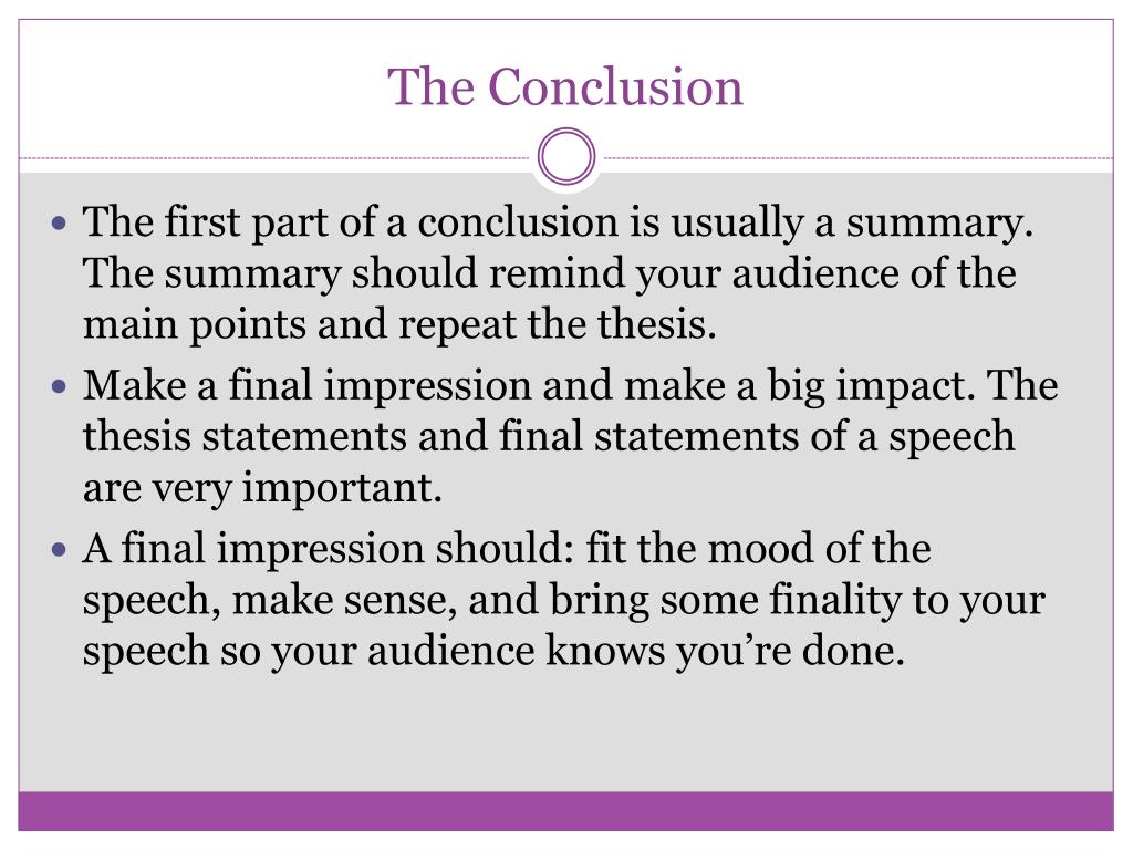 conclusion of presentation speech