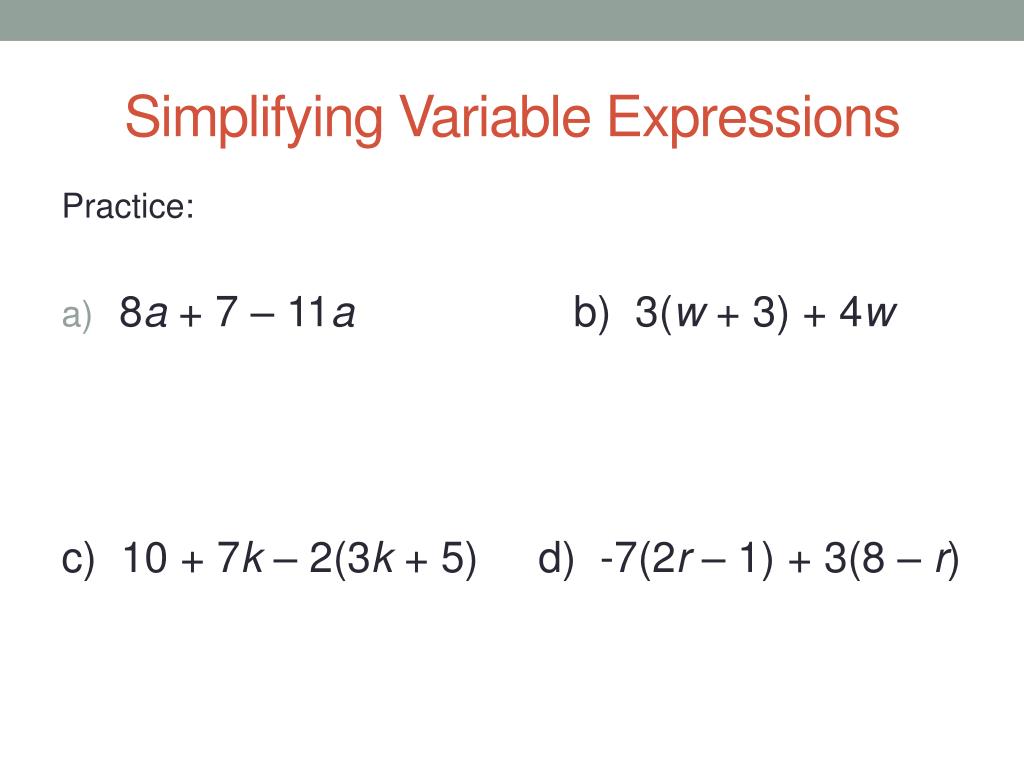 PPT Simplifying Variable Expressions PowerPoint Presentation Free 