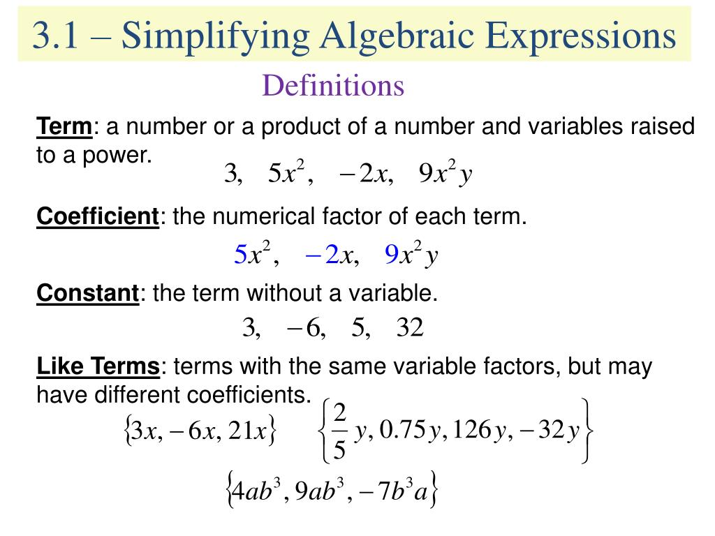 Expression- Term, Factor, Coefficient :Definition and examples - Cuemath