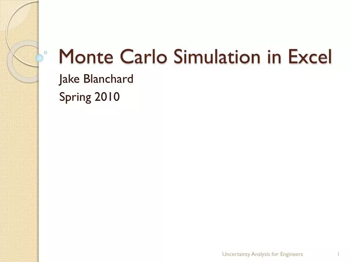 PPT Monte Carlo Simulation in Excel PowerPoint Presentation, free
