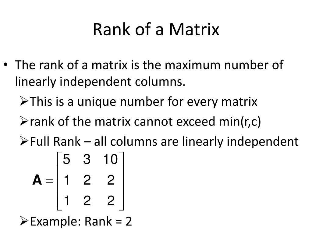 rank of matrix presentation ppt