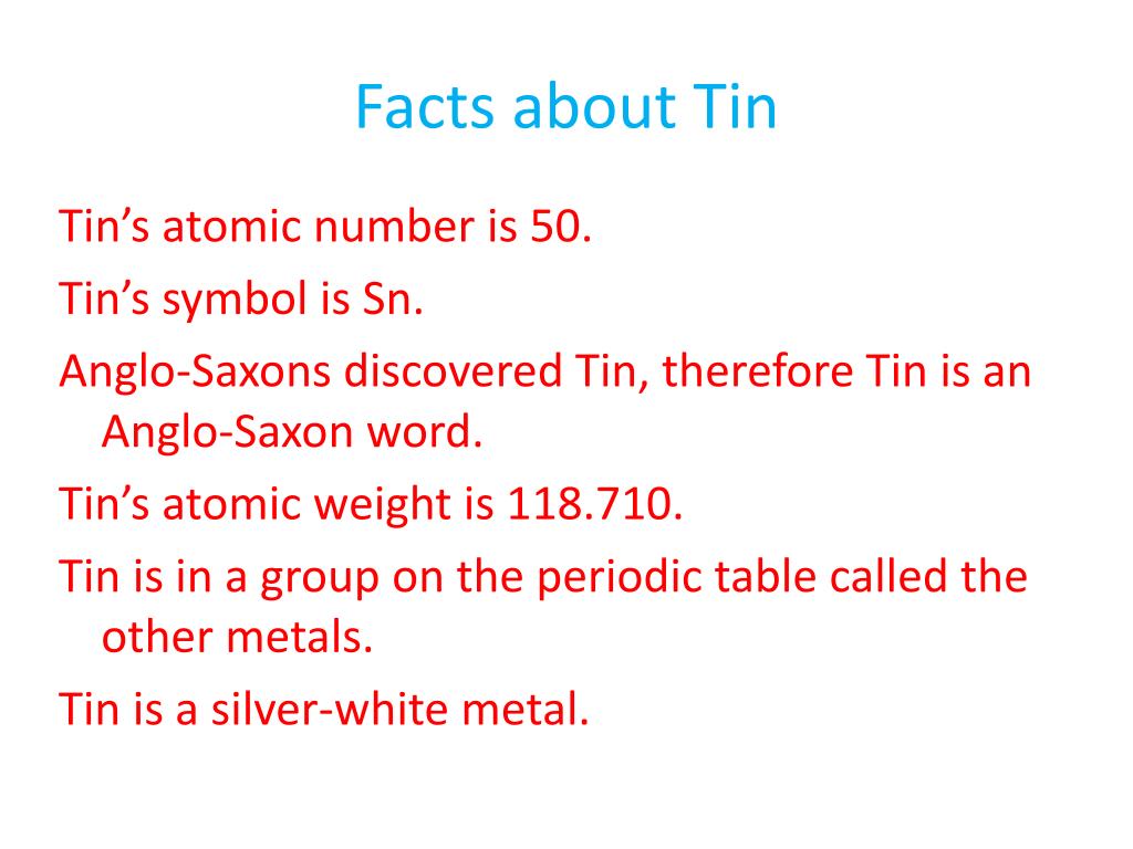 Facts About Tin