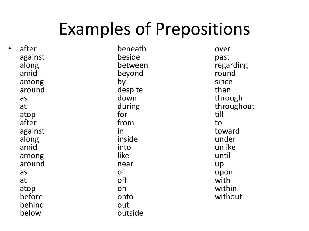Prepositions after prepositions
