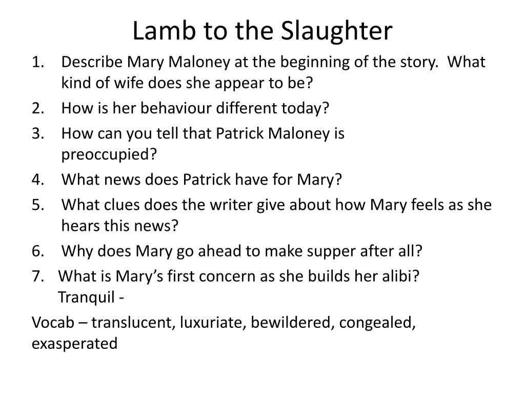thesis statement in lamb to the slaughter