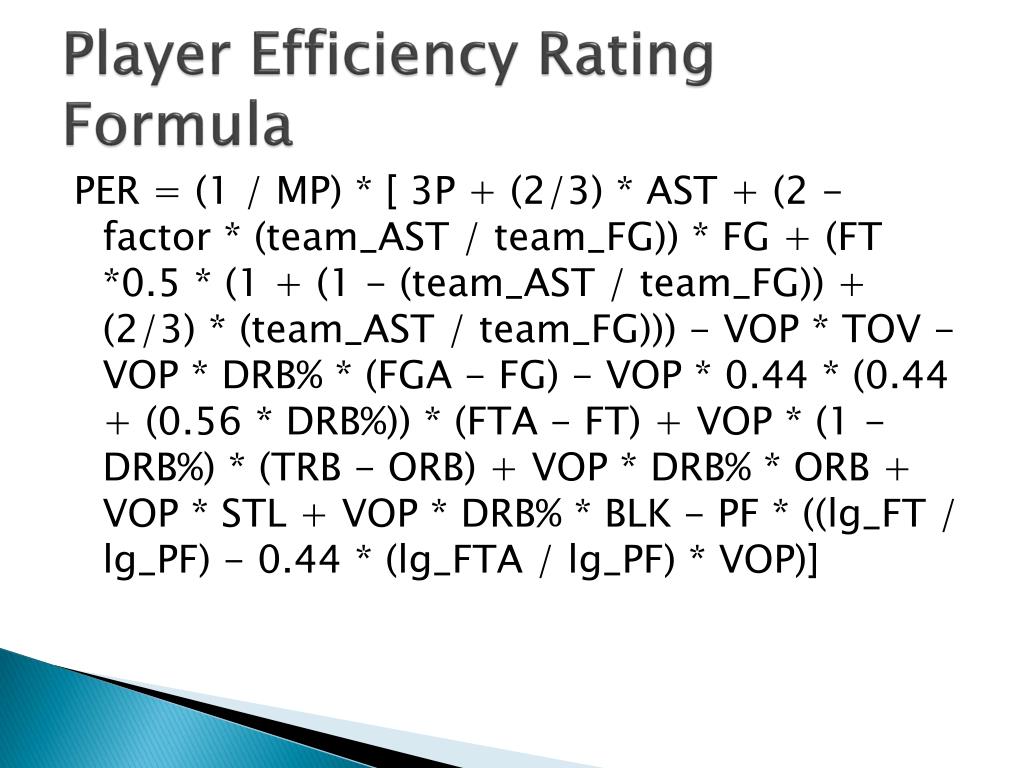 PPT - NBA Statistics: Measuring a Player's Efficiency PowerPoint  Presentation - ID:2600578