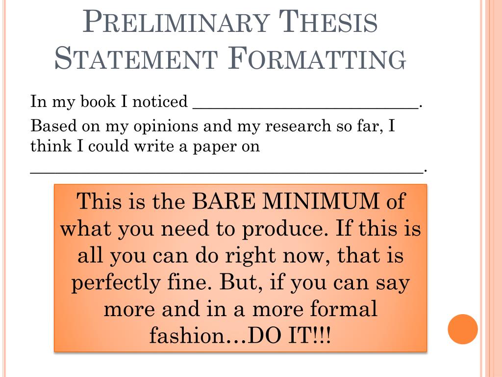 what is preliminary thesis