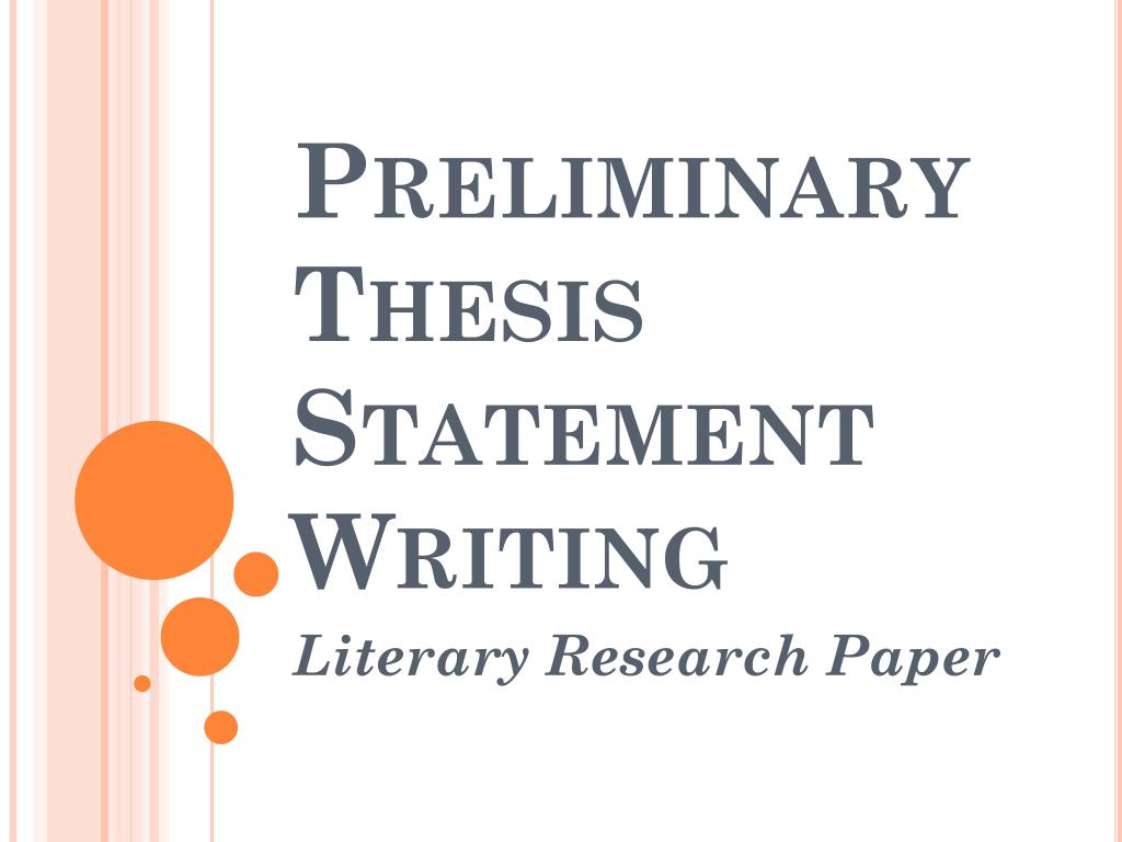 define preliminary thesis