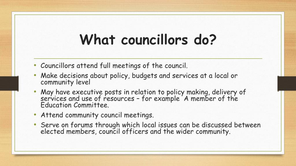 What is the job of local councillors