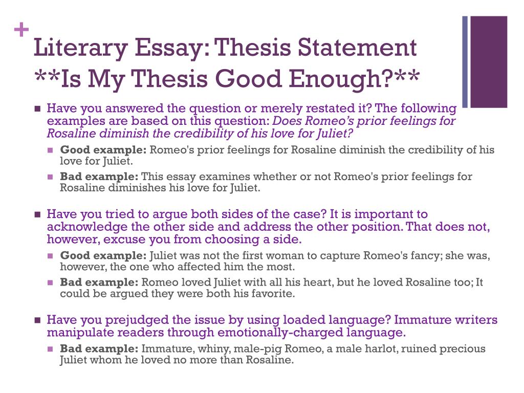 thesis statement in literature example