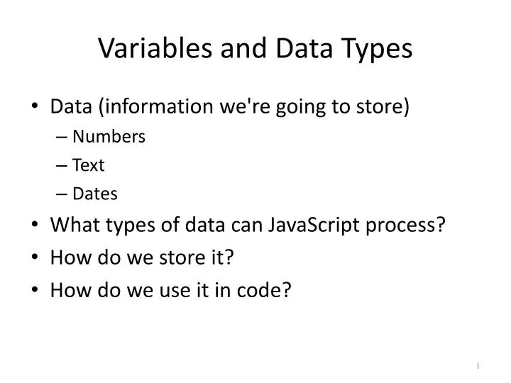 PPT - Variables and Data Types PowerPoint Presentation, free download ...