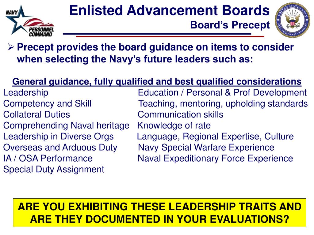 PPT Enlisted Advancement Boards Navy Personnel Command Enlisted