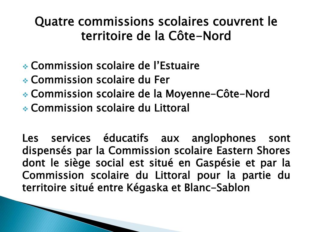 PPT Les Commissions Scolaires Et Leur Action Sur Le Territoire 