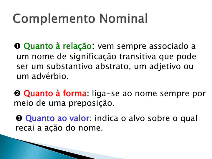 PPT - Complemento Nominal e Adjunto Adnominal PowerPoint Presentation ...