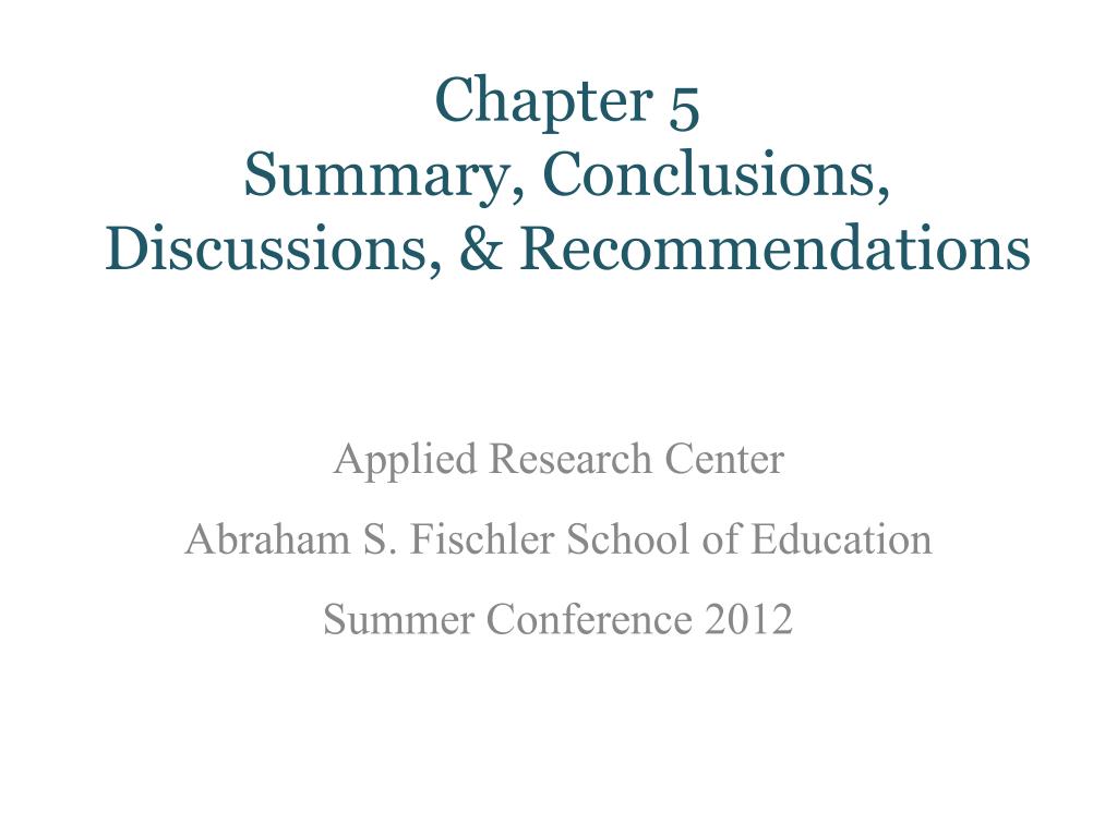 chapter 5 research paper conclusion and recommendation