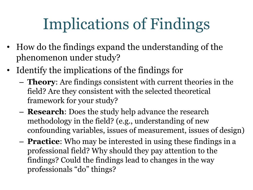 implication of findings in research example