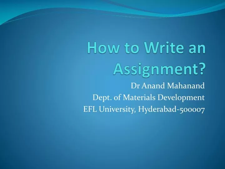 assignment ppt meaning