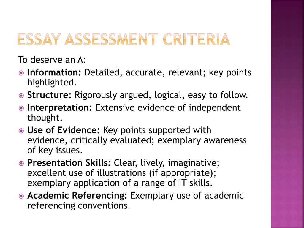 criteria for making an essay