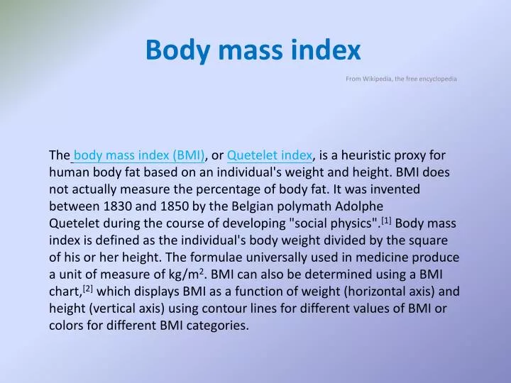 PPT - Body mass index PowerPoint Presentation, free download - ID:2608987