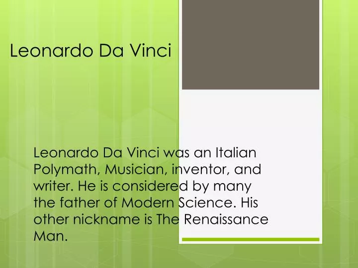 PPT - Leonardo Da Vinci PowerPoint Presentation, free download - ID:2609051
