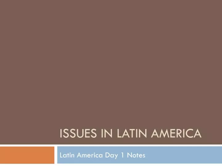 issues in latin america n.