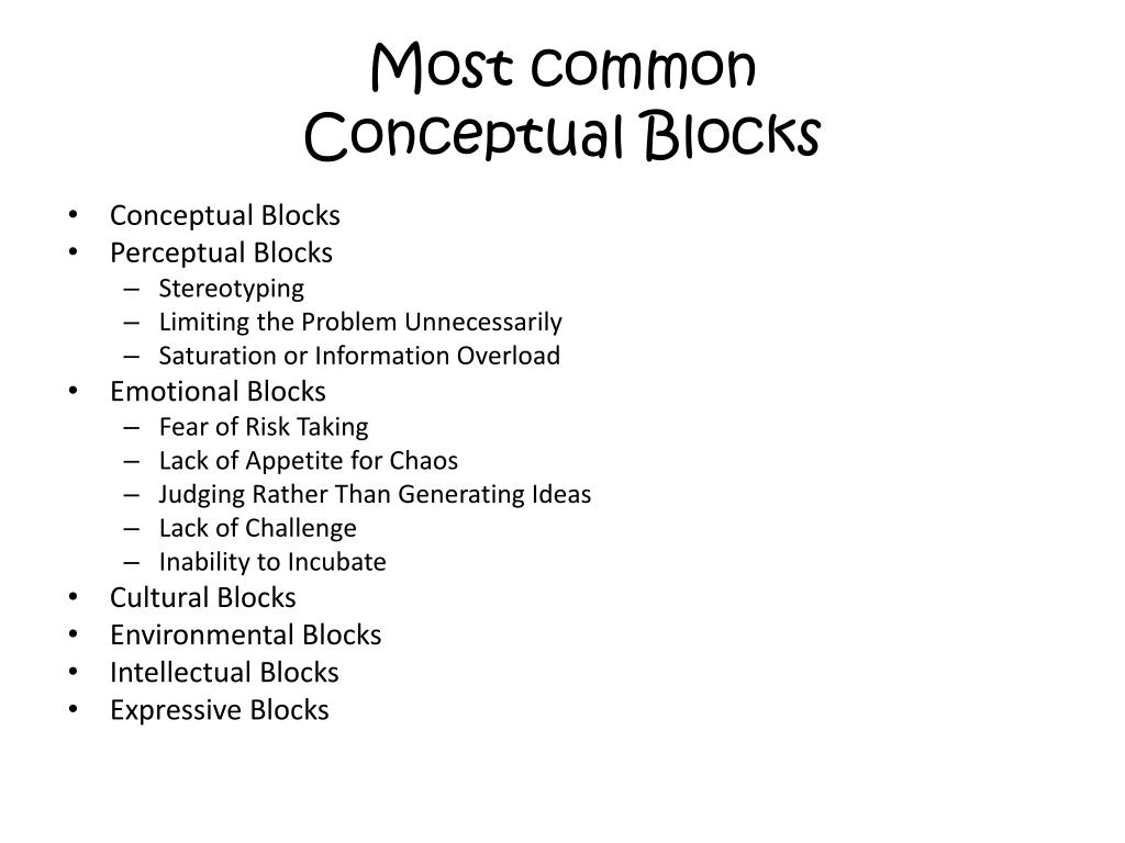 conceptual blocks in problem solving