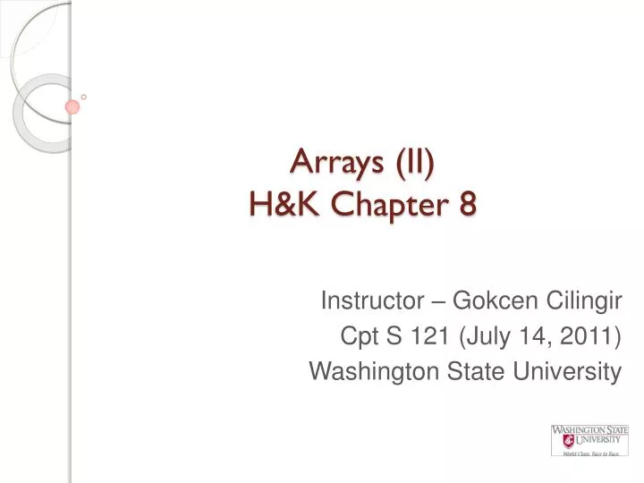 arrays ii h k chapter 8 n.