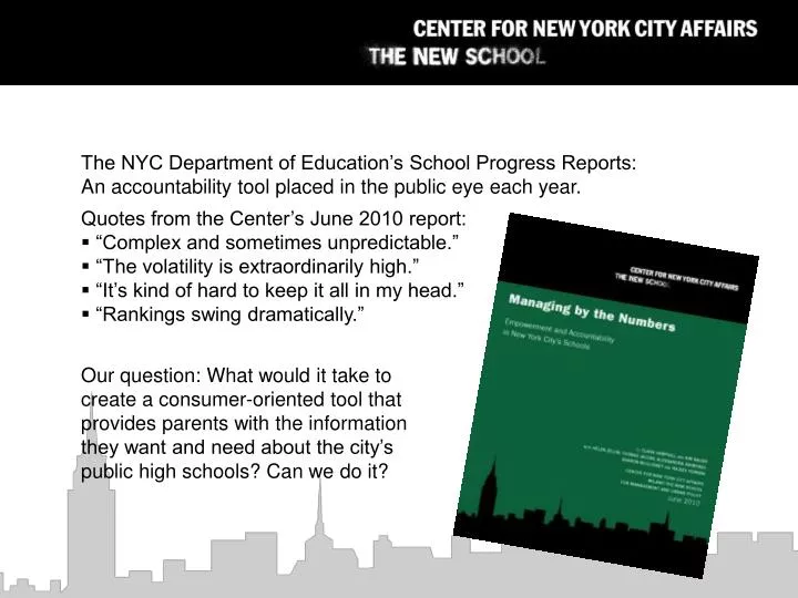 PPT - The NYC Department Of Education’s School Progress Reports ...