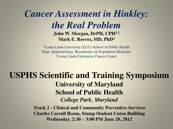PPT USPHS Scientific and Training Symposium University of Maryland
