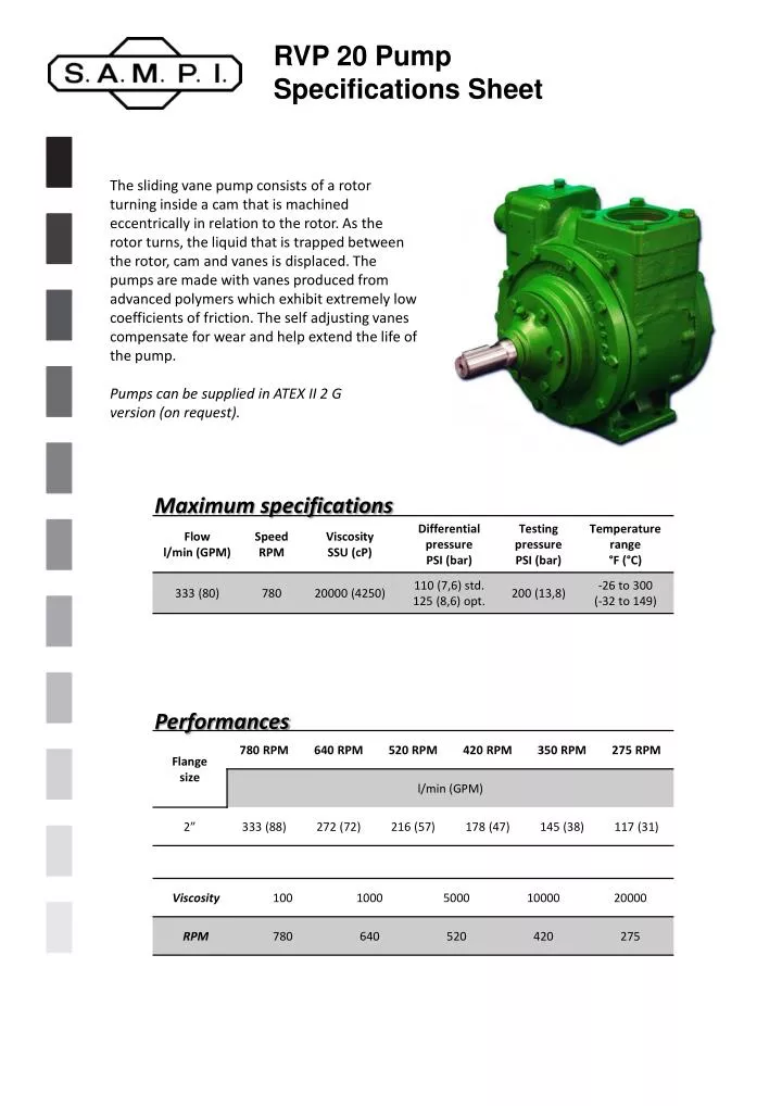 PPT RVP 20 Pump Specifications Sheet PowerPoint Presentation, free