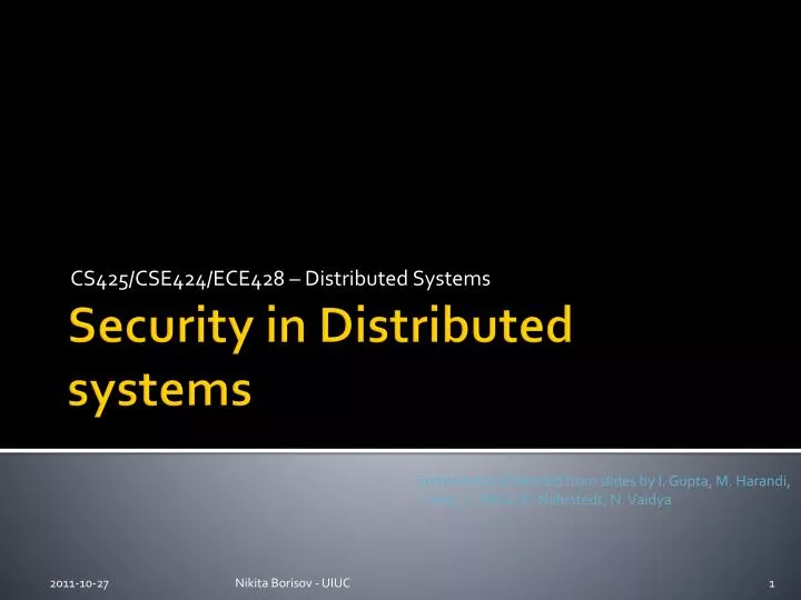 PPT - Security in Distributed systems PowerPoint Presentation, free ...