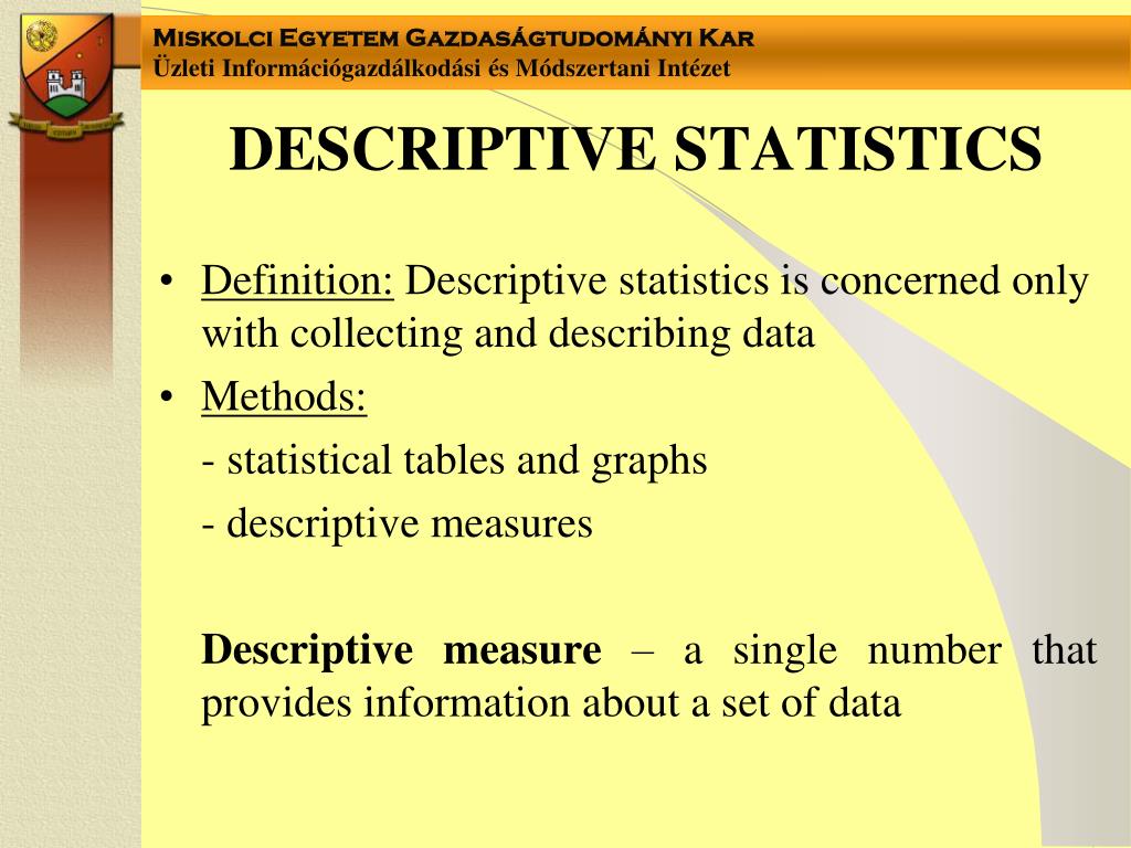 Describing data. Numerical methods.