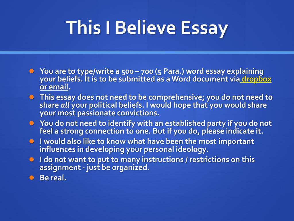 what do you believe essay