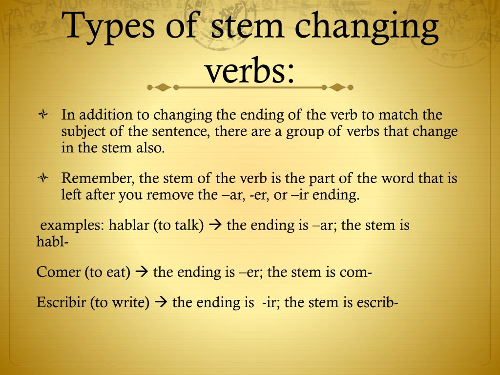 PPT Stem Changing Verbs PowerPoint Presentation Free Download ID 2616094