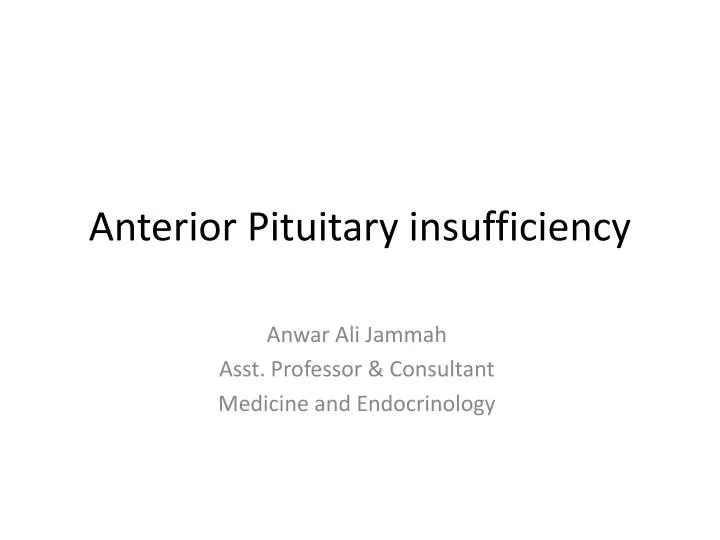anterior pituitary insufficiency n.