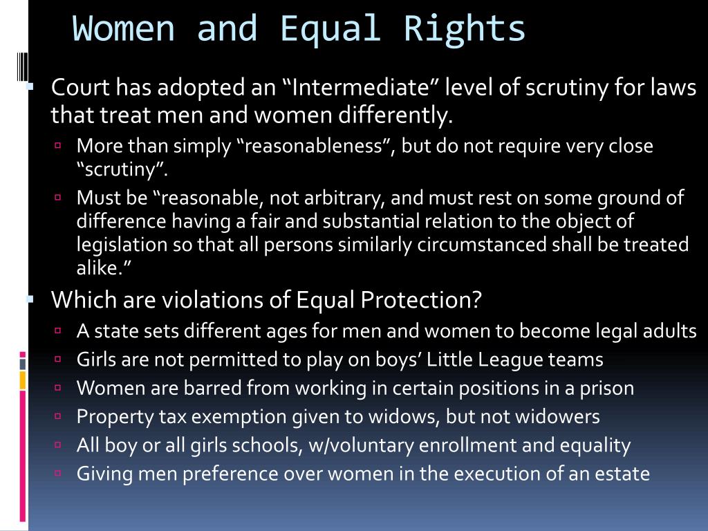 PPT - Equal Protection: Affirmative Action, women and Gay Rights ...