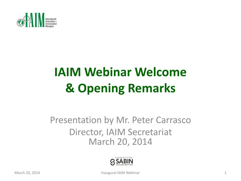 opening speech for webinar