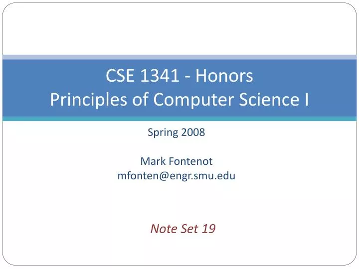 PPT CSE 1341 Honors Principles of Computer Science I PowerPoint Presentation ID2619959