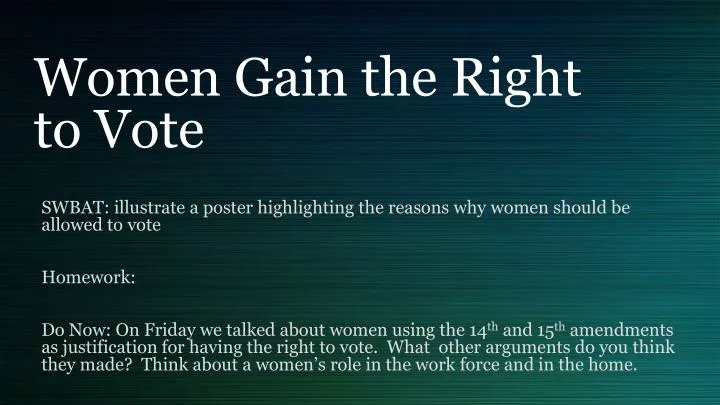 an explanation of why women failed to gain the right to vote Why women failed to gain the right to vote in between 1900 and 1914 women failed to get the vote why women failed to get the right to vote. an explanation of why women failed to gain the right to vote Why women failed to gain the right to vote in between 1900 and 1914 women failed to get the vote why women failed to get the right to vote.