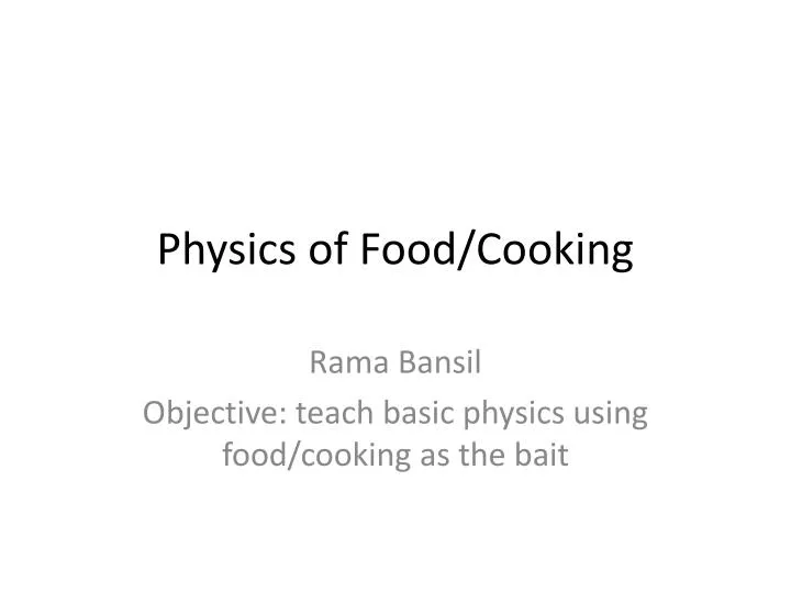 physics of food cooking n.