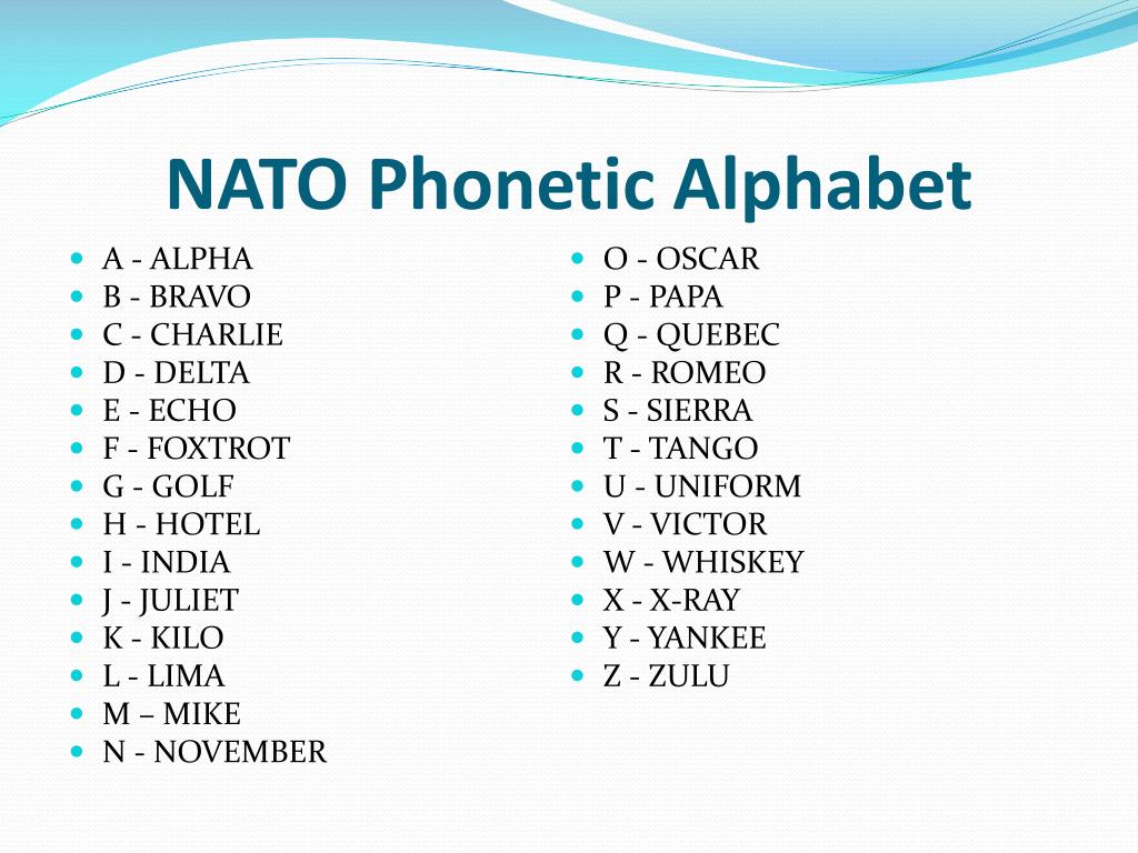 Ppt Nato Phonetic Alphabet Powerpoint Presentation Free Download Id 2622090