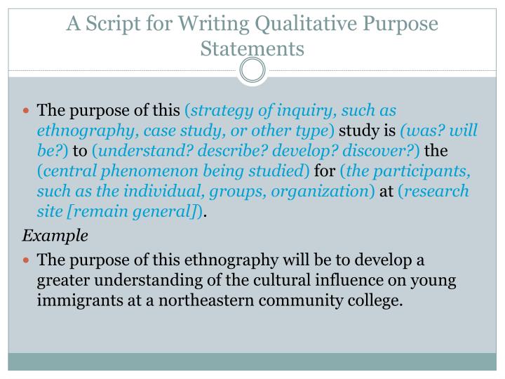 example of purpose statement in qualitative research