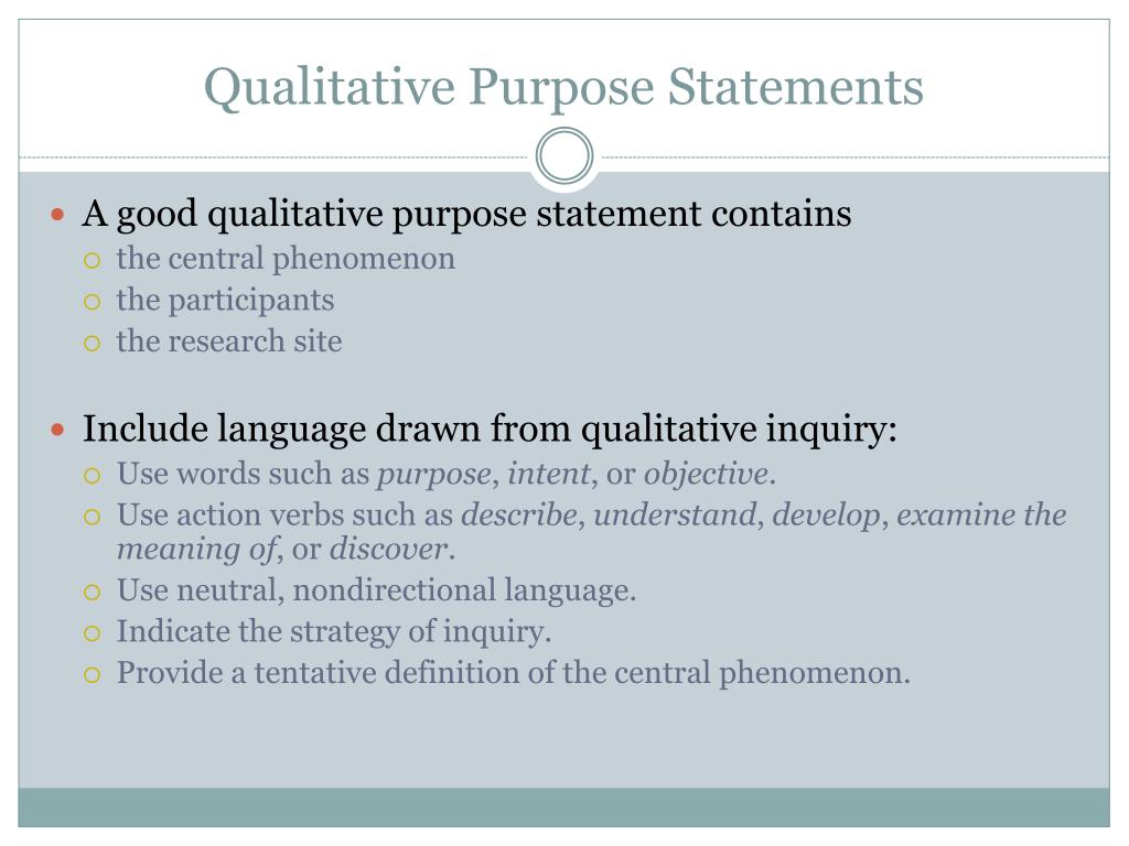 purpose statement in research questions