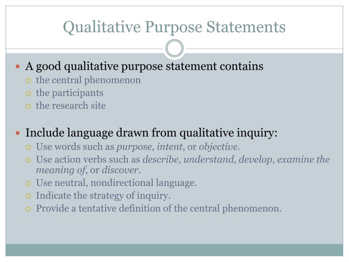 qualitative research purpose statement examples